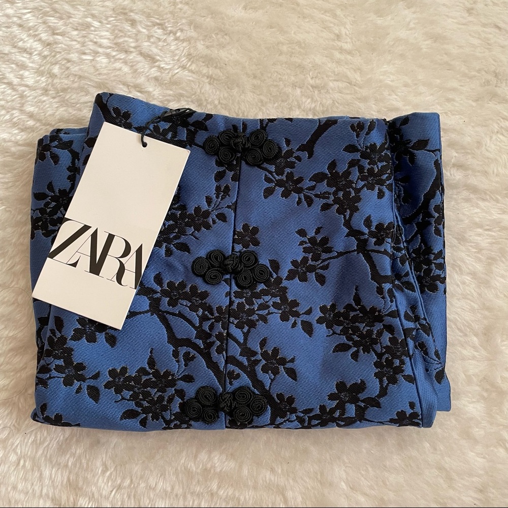 Zara Blue Jacquard Mini skirt